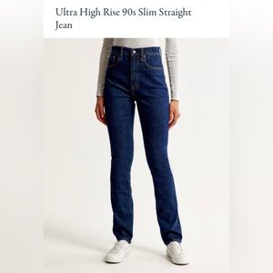 Abercrombie & Fitch “The Ultra High Rise 90s Slim Straight” Jean- 26L Super Dark